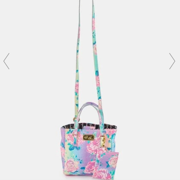 DOLLS KILL X  BETSEY JOHNSON FLORAL CROC CROSS BODY BAG AND CARD CASE - Picture 3 of 4